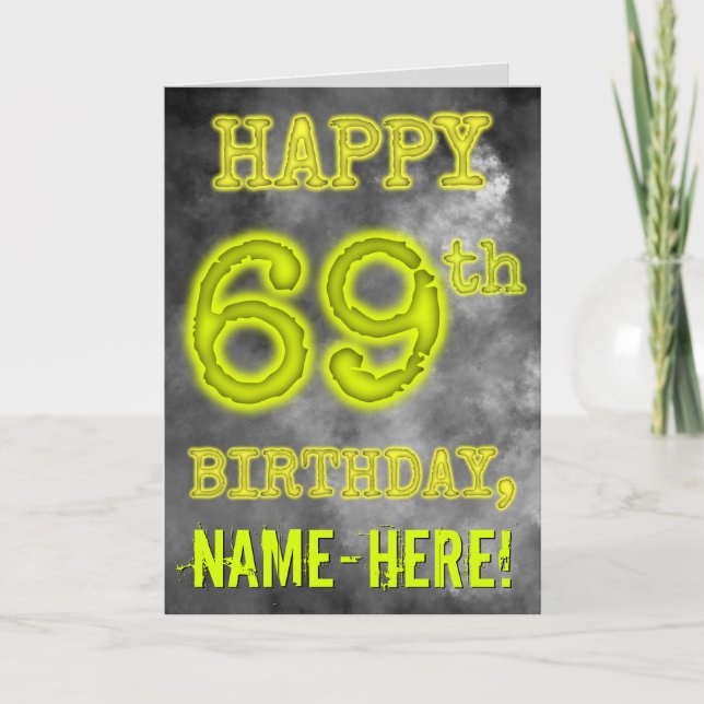 Tarjeta Espeluznante Aura luce "FELIZ CUMPLEAÑOS 69" (Anverso)
