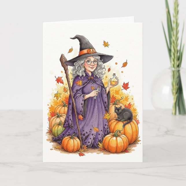 Tarjeta Espeluznante Bruja Halloween (Anverso)