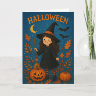 Tarjeta Espeluznante Bruja Halloween