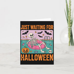 Tarjeta Espeluznante Esqueleto De Verano Esperando Hallowe