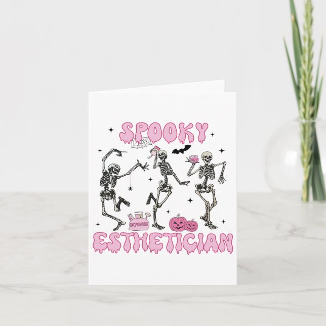 Tarjeta Espeluznante Esteticista Halloween Skeleton Therap (Anverso)