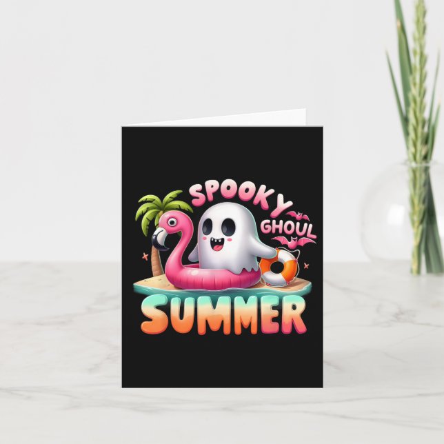 Tarjeta Espeluznante fantasma Flamingo Verano Va (Anverso)