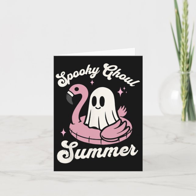 Tarjeta Espeluznante Ghoul verano lindo fantasma Flamingo  (Anverso)