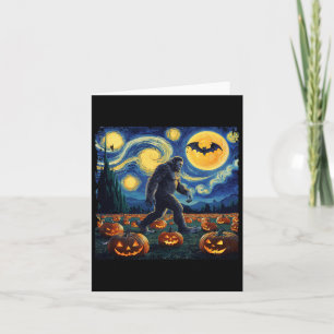 Tarjeta Espeluznante Halloween Bigfoot Starry Night Van Go