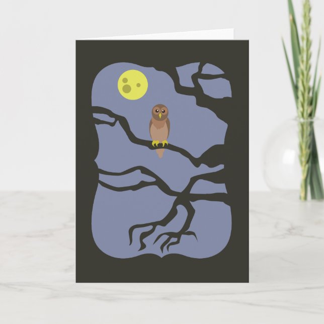 Tarjeta Espeluznante Lechuza Halloween (Anverso)