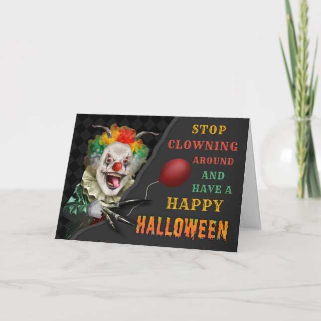 Tarjeta Espeluznante payaso Creepy Circus Halloween Funny  (Anverso)