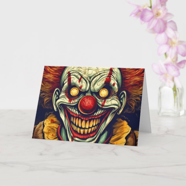 Tarjeta Espeluznante payaso de Carnaval Feliz Halloween (Orquídea)