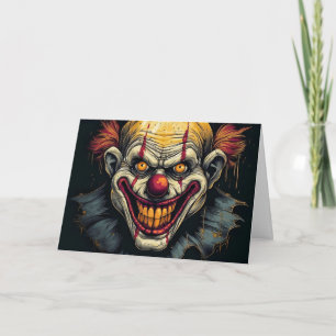 Tarjeta Espeluznante Payaso Feliz Halloween