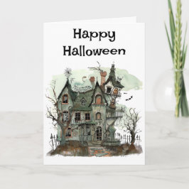Tarjeta Espeluznante saludo de la Casa de Halloween