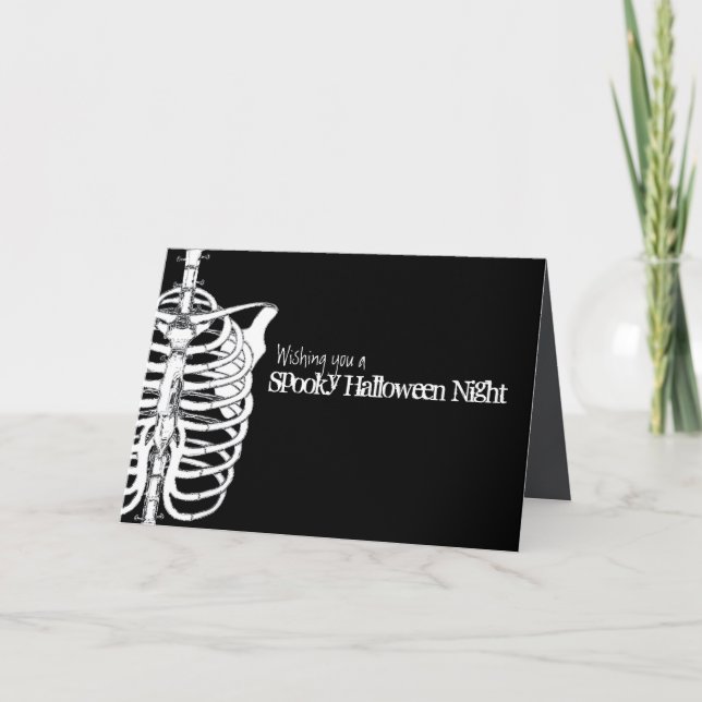 Tarjeta Espeluznante Scary Halloween Skeleton X-Ray Bones (Anverso)