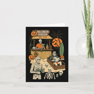 Tarjeta Espeluznante verano Halloween Retro Horror Charac