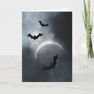 Tarjeta Espeluznantes Murciélagos De Halloween En Eclipse