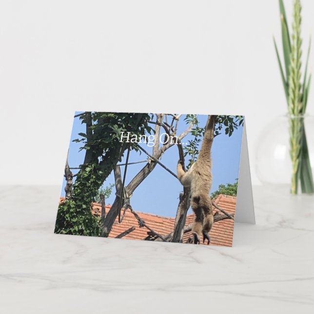 Tarjeta Espera, cumpleaños de mono (Anverso)