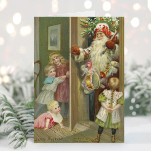 Tarjeta Esperando a Santa María Vintage Christmas