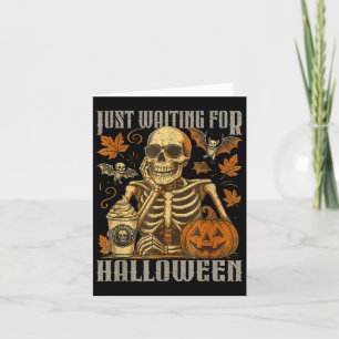 Tarjeta Esperando Halloween, Funny Calabaza De Esqueleto