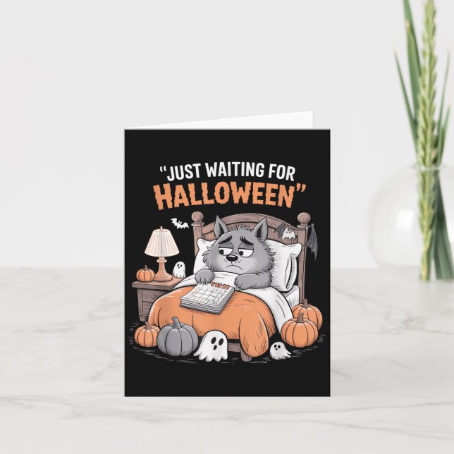 Tarjeta Esperando Halloween Funny Cita S De Halloween (Anverso)