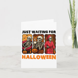 Tarjeta Esperando Halloween Funny Skeleton Spooky S