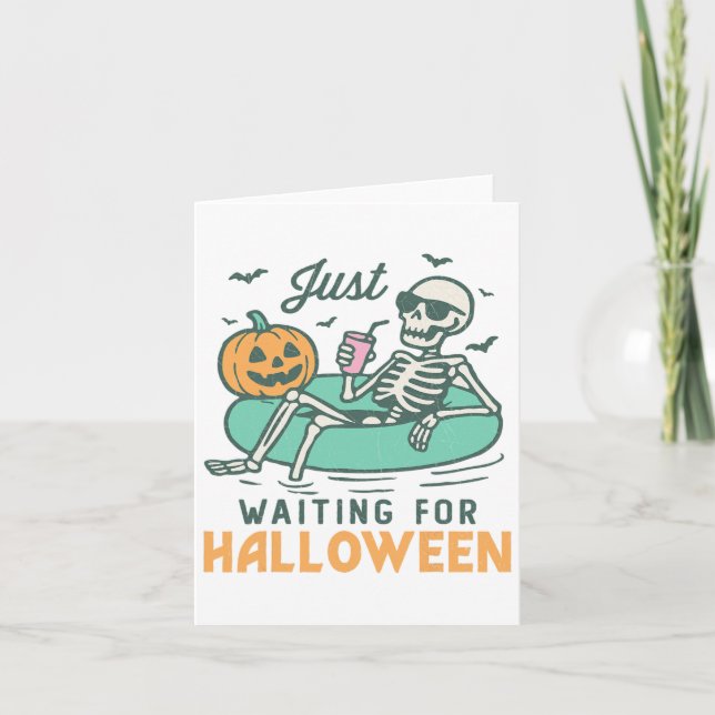 Tarjeta Esperando Halloween Funny Skeleton Spooky S (Anverso)