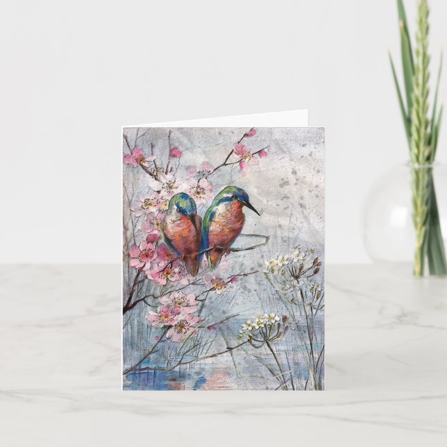 Tarjeta Esperando La Cena De Pájaro Kingfisher (Anverso)