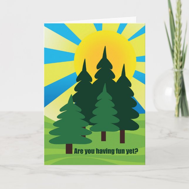 Tarjeta Espero que te estés divirtiendo en el campamento d (Anverso)