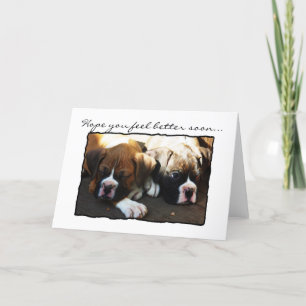 Tarjeta Espero que te sientas mejor pronto, boxer pups tar
