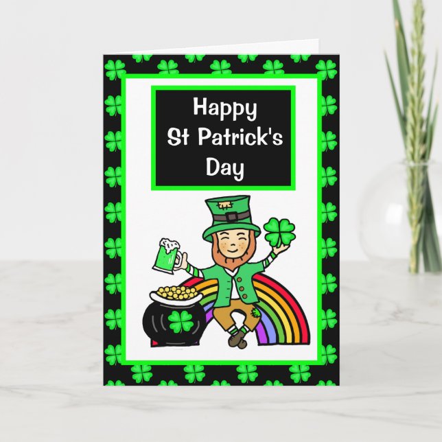 Tarjeta Espero que tengas suerte, Día de San Patricio (Anverso)