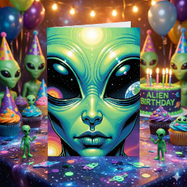 Tarjeta Espero que tu cumpleaños sea otro mundo | Alien