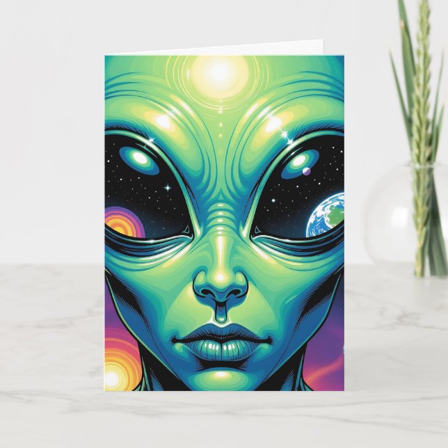 Tarjeta Espero que tu cumpleaños sea otro mundo | Alien (Anverso)
