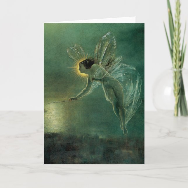 Tarjeta Espíritu de la noche por Grimshaw, hada victoriana (Anverso)