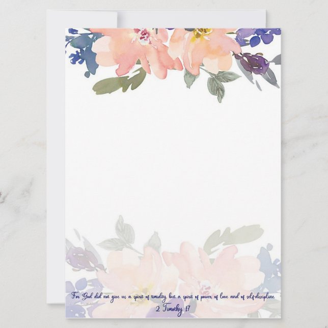 Tarjeta Espíritu de Poder floral acuarela rosa   (Anverso)