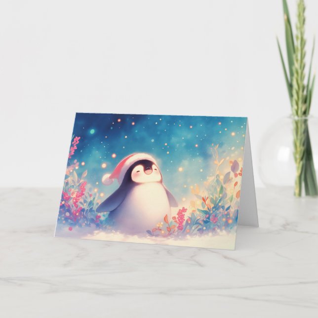 Tarjeta Espíritu de Vacaciones de Pingüino (Anverso)