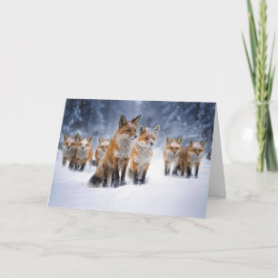 Tarjeta Espíritu del solsticio de invierno con zorros 