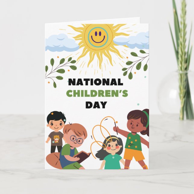 Tarjeta Espíritu juguetón en el Día Nacional del Niño (Anverso)