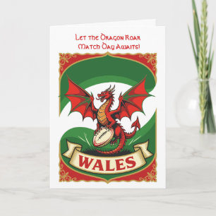 Tarjeta Espíritu Puro de Rugby Motivo del Dragón Rojo
