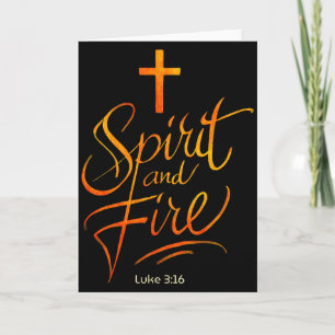 Tarjeta Espíritu Santo y Cruz Cristiana de Fuego de Jesús,