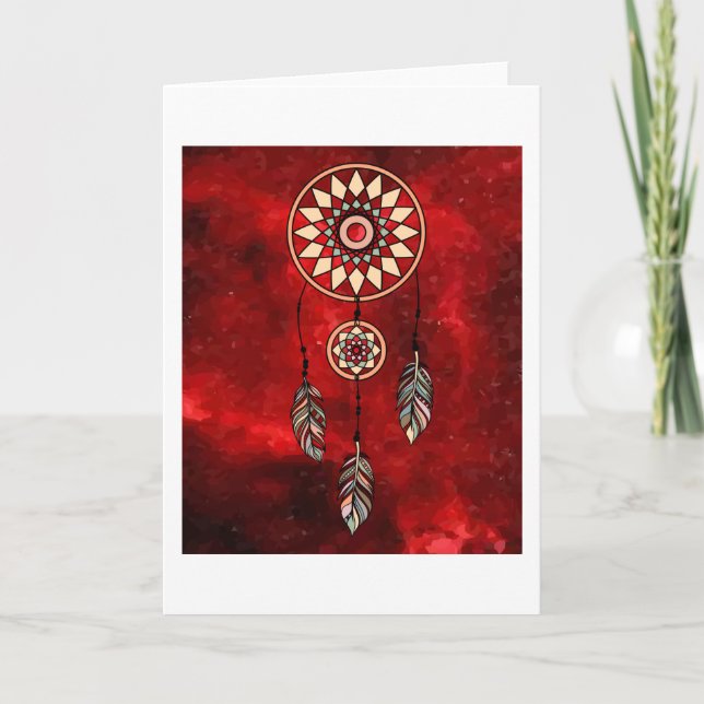 Tarjeta Espiritual Coloroso Dream Catcher Feather (Anverso)