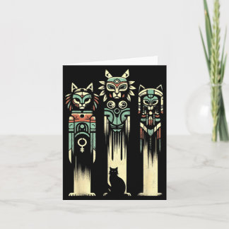 Tarjeta Espíritus Totem de Gato - Vintage Gato Espeluznant
