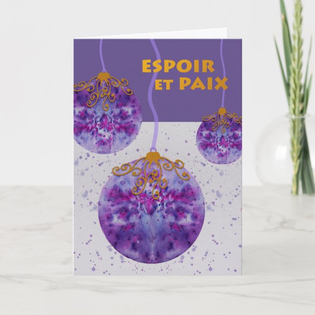 Tarjeta Espoir y Paix, esperanza y paz, navidad francés (Anverso)