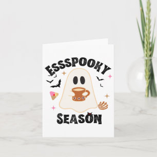 Tarjeta Espooky Season Funny Ghost Groovy Retro Halloween