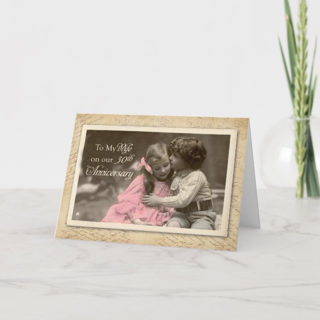 Tarjeta Esposa 30° Aniversario de un dulce beso ventilado (Anverso)