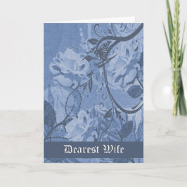 Tarjeta Esposa - adiós/adiós del final - tono azul floral