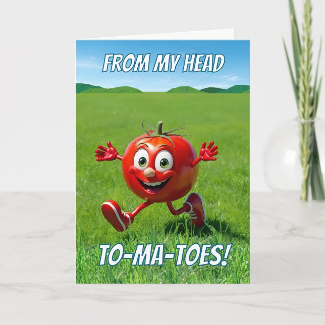 Tarjeta Esposa Aniversario de Tomato Pun Personalizado (Anverso)