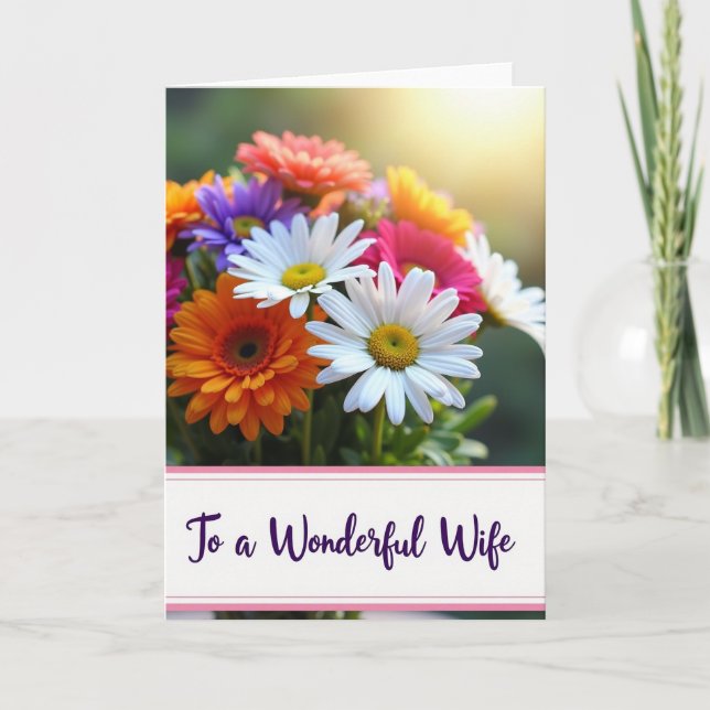 Tarjeta Esposa de Flores Radiantes (Anverso)