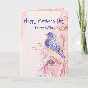 Tarjeta Esposa del Día de la Madre con el amor Ave del Jar