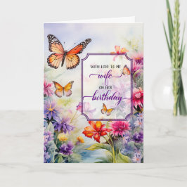 Tarjeta Esposa en su jardín de flores silvestres de cumple