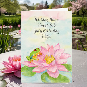Tarjeta Esposa Feliz Cumpleaños de Julio con Nenúfar