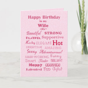 Tarjeta Esposa feliz cumpleaños palabras de elogio