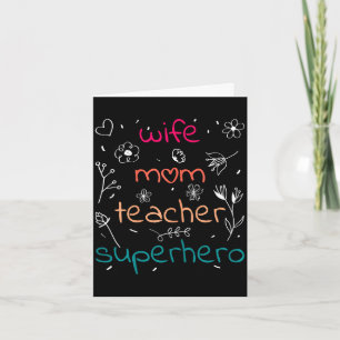 Tarjeta Esposa mamá profesora superhéroe día de la madre e