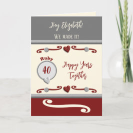 Tarjeta Esposa que te ama a ruby 40 años gris