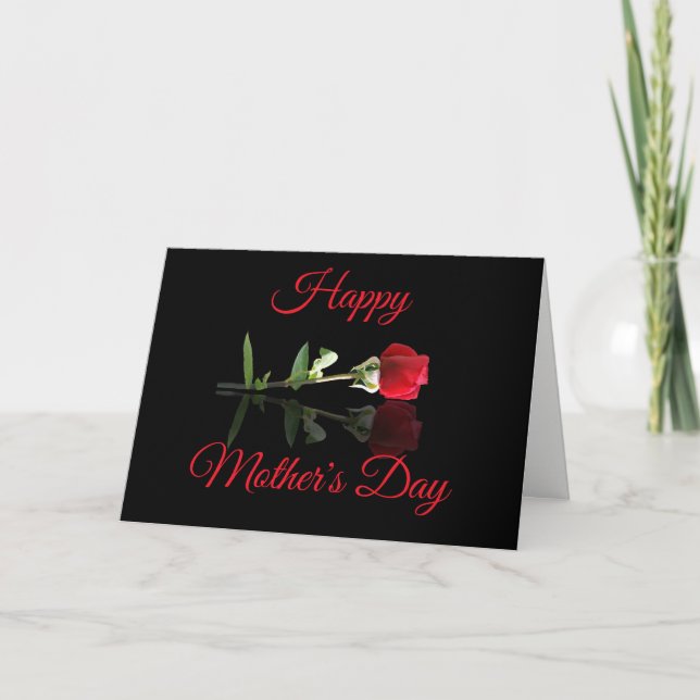 Tarjeta Esposa Roja Rosa Feliz Día de la Madre de su marid (Anverso)